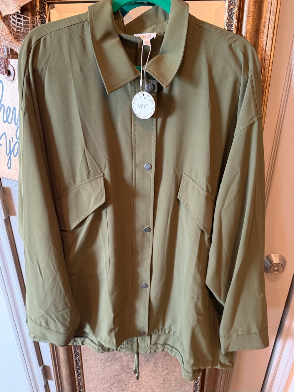 ODDY Olive Utility Jacket with Front Flap Pockets